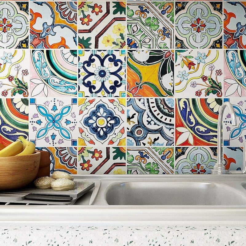 Heimerdinger Easy Apply Just Peel and Stick Bohemian Moroccan Tile Decals 6"X6"/PC (Multi) - Image 5